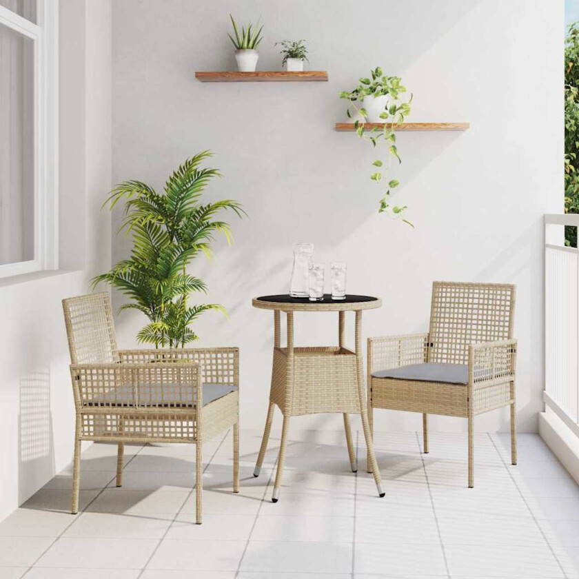 3-delt hagemøbelsett Beige Poly Rattan