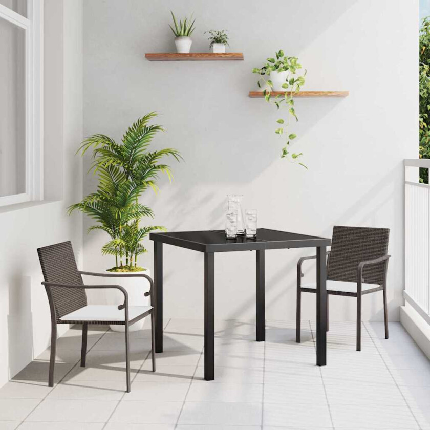 3-delt utestue med puter - Brun rattan