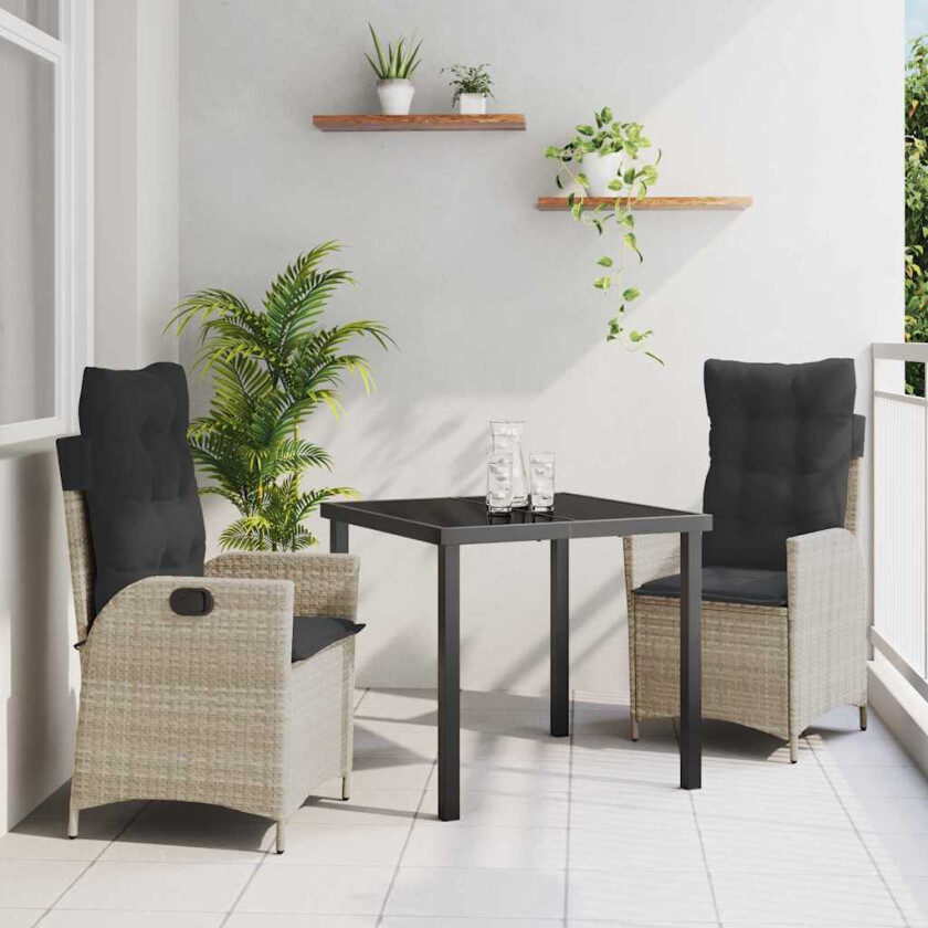 Sett med 2 Lys grå, Antrasitt PE-rattan, pulverlakkert stål
