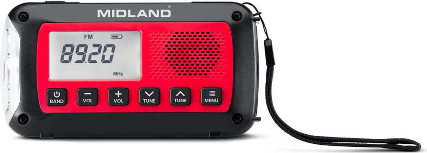 Emergency Radio Power Bank ER100 Red Black Nødlader - Rød