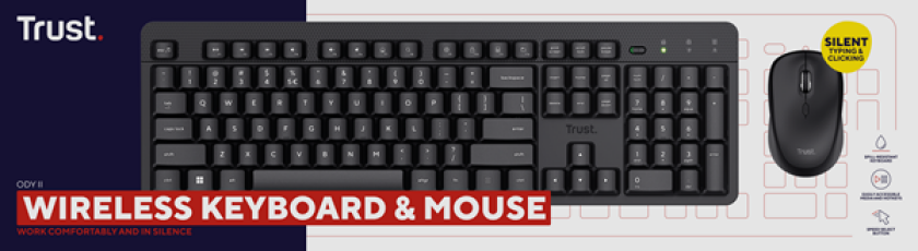 ODY II WL KEYBOARD & MOUSE WHT ND - Tastatur & Mussett - Nordisk - Svart