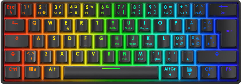 DK470 60% Mechanical Keyboard - Gamingtastatur - Nordisk - Svart