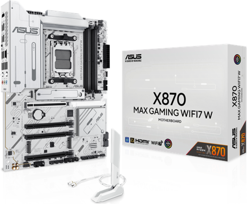 X870 MAX GAMING WIFI7 WHITE Hovedkort - AMD X870 - AMD AM5 socket - DDR5 RAM - ATX