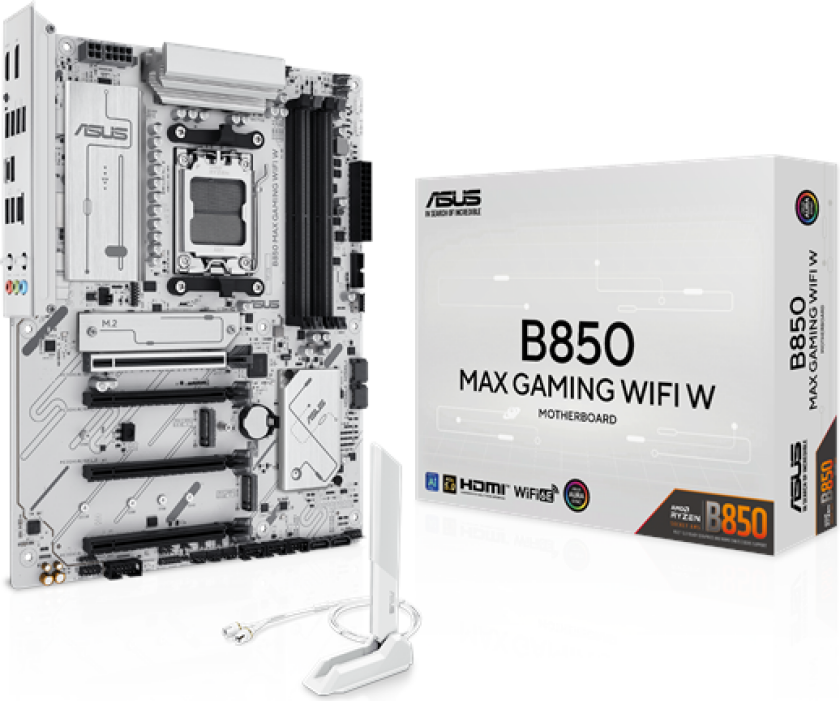 B850 MAX GAMING WIFI WHITE Hovedkort - AMD B850 - AMD AM5 socket - DDR5 RAM - ATX