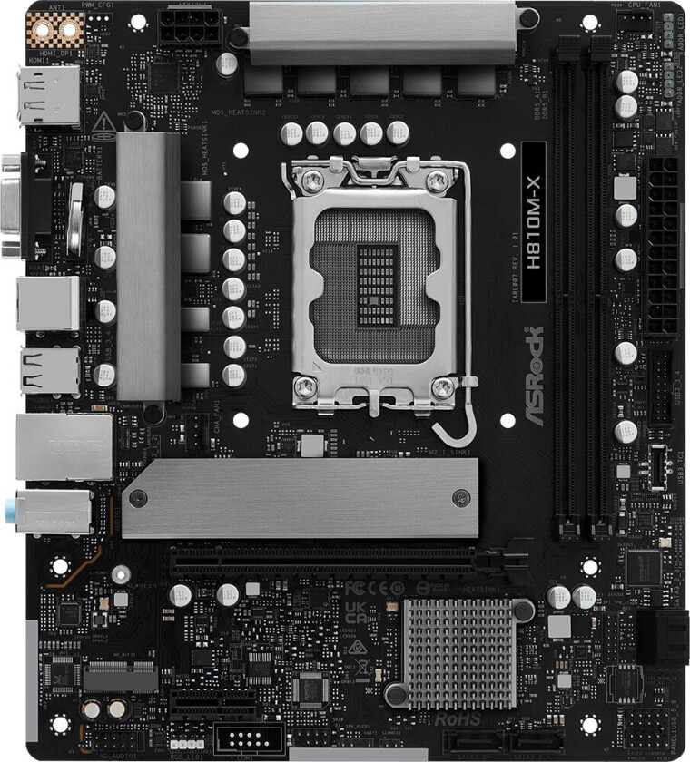 H810M-X - motherboard - micro ATX - LGA1851 Socket - H810 Hovedkort - Intel H810 - Intel LGA1851 socket - DDR5 RAM - Micro-ATX