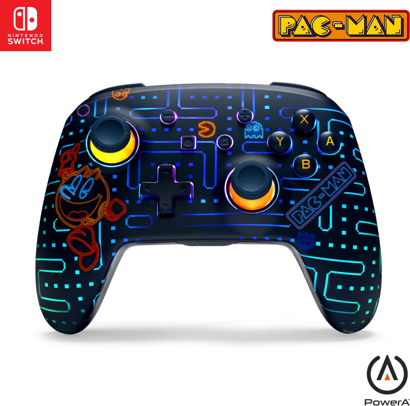 avansert trådløs kontroller for Nintendo Switch med Lumectra - PAC-MAN neonspillehall