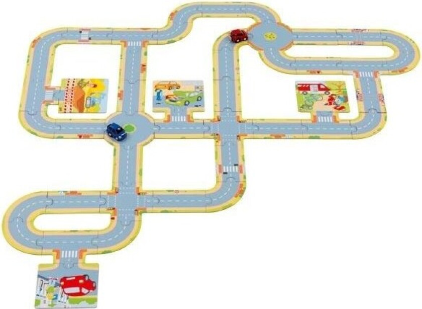 Floor Puzzle Roads with 2 Vehicles 47pcs. Gulv