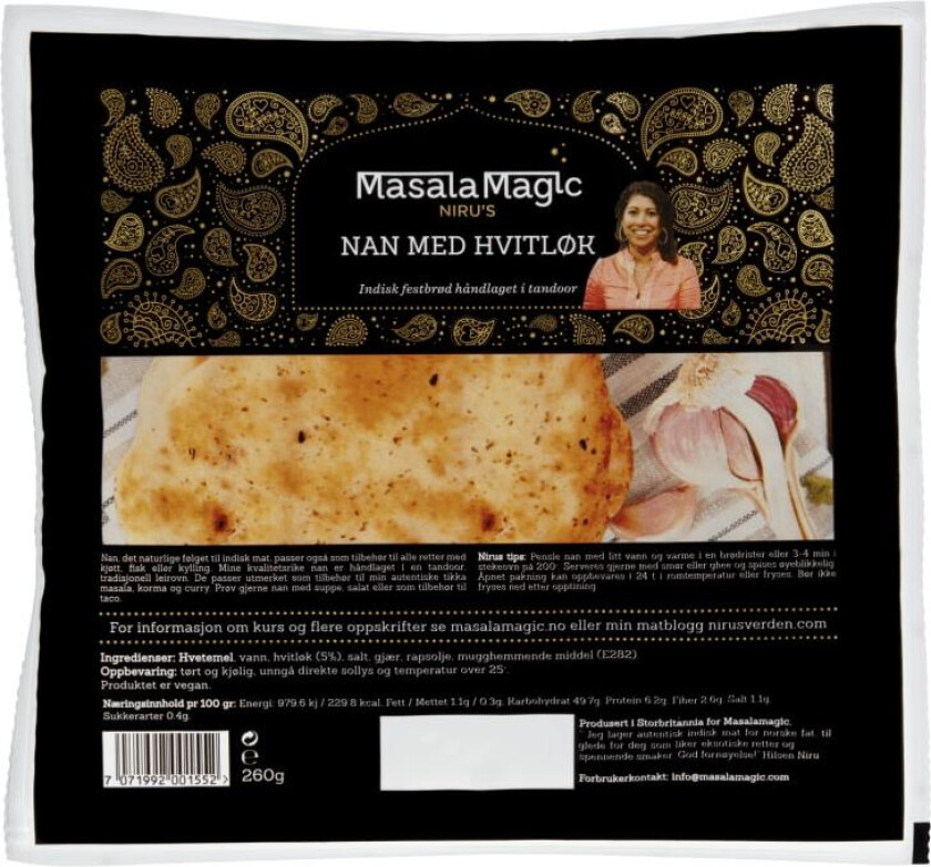 Naan Håndlagde m/Hvitløk 260g Nirus