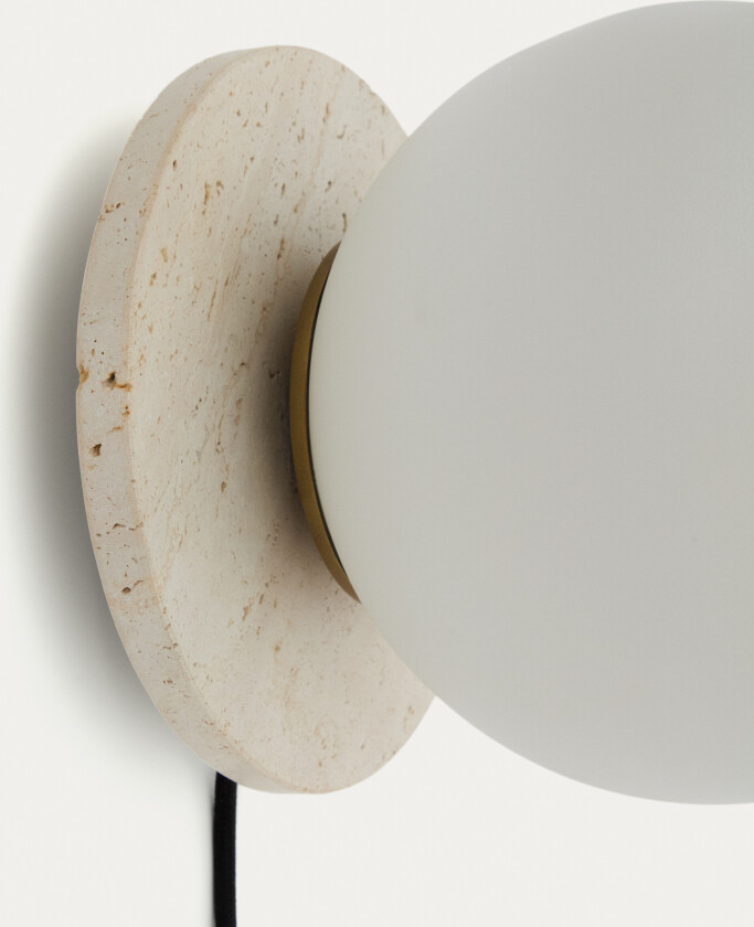 KAVE HOME Malachi vegglampe laget av glass og travertinstein
