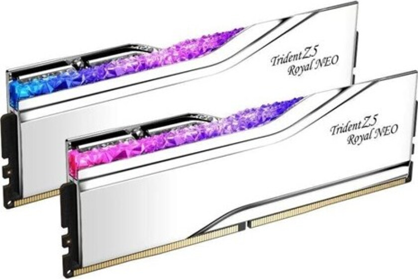 Trident Z5 Royal Neo RGB DDR5-6000 - 64GB - CL26 - Dual Channel (2 pcs) - AMD EXPO - Sølv med RGB
