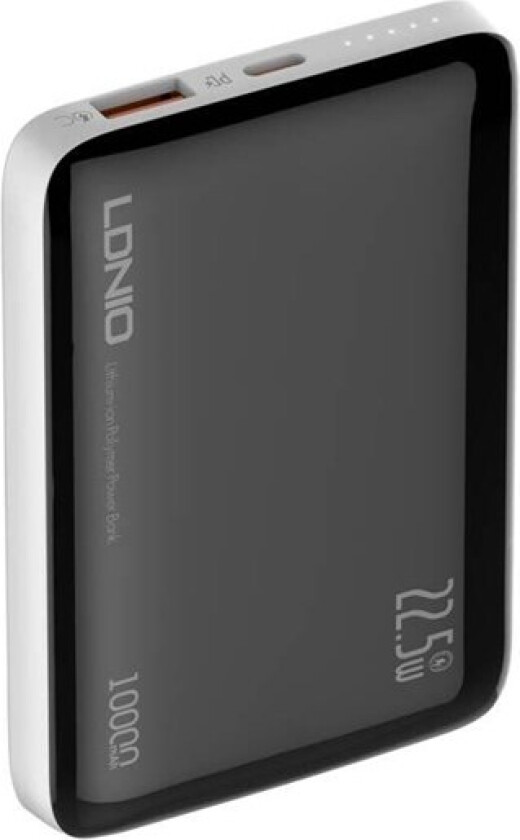 Powerbank PQ25 22.5W 10000mAh USB-C (black) Nødlader - Svart - 10000 mAh