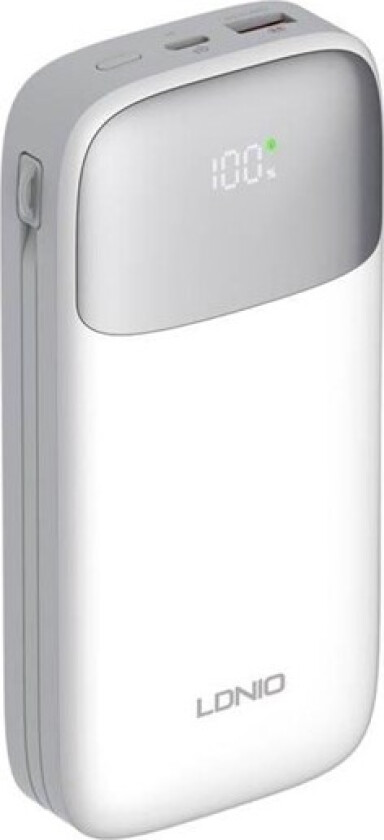 PQ20 Powerbank 22.5W 20000mAh USB-C lightning (white) Nødlader - Hvit - 20000 mAh