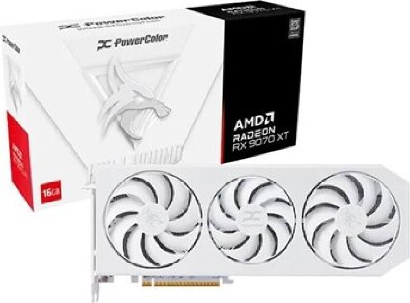 Radeon RX 9070 XT Hellhound Spectral White - 16GB GDDR6 RAM - Grafikkort