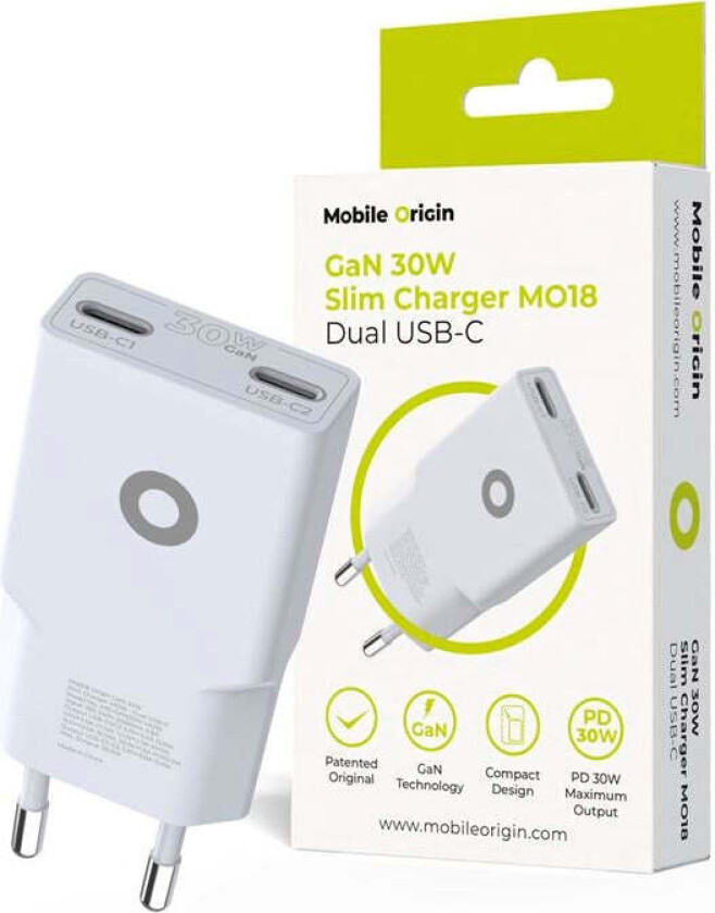 GaN 30W Slim Charger MO18 - Dual USB-C