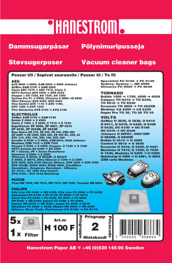 Vacuum Cleaner Bags - 5 pcs