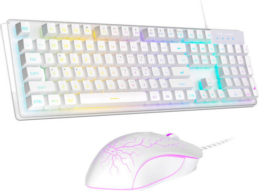 Wired Keyboard and Mouse Set - White - Gaming tastatur & mus - Hvit