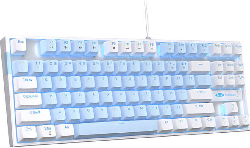 MK-STAR Wired Keyboard - White and Blue - Gamingtastatur - Hvit