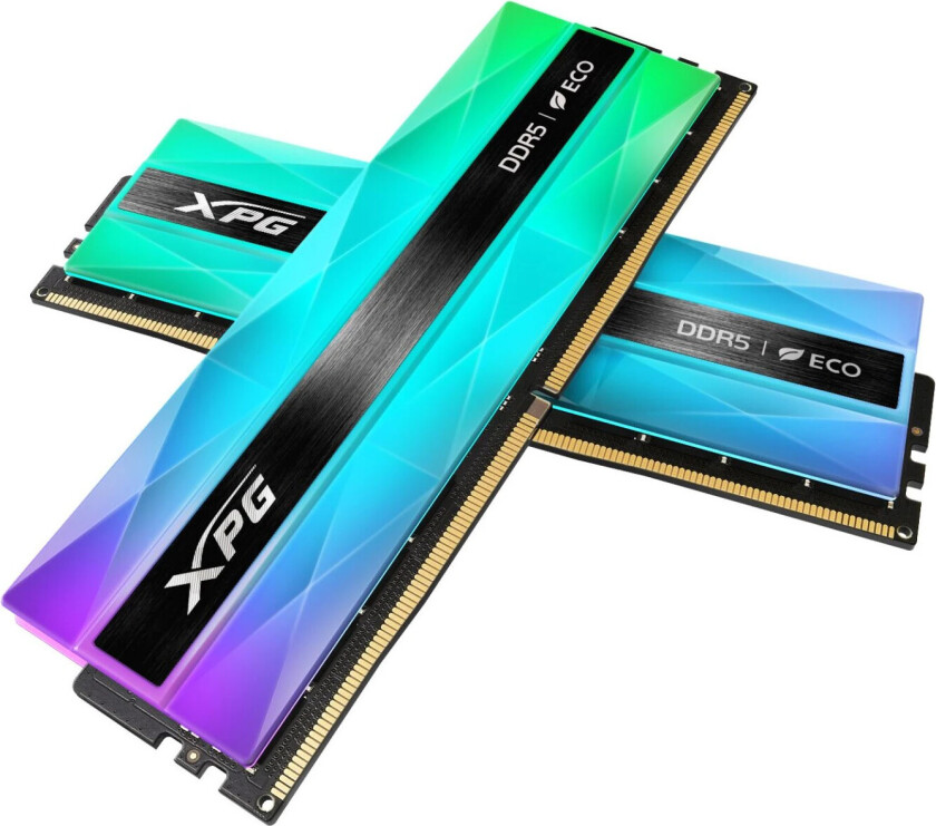 XPG Lancer Neon RGB DDR5-6000 - 32GB - CL30 - Dual Channel (2 pcs) - AMD EXPO & Intel XMP - Gjennomsiktig / RGB