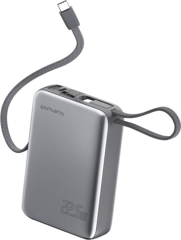 Pocket Powerbank med doble USB-C-kabler 20000 mAh 22,5 W – Space Gray