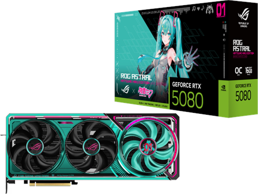 GeForce RTX 5080 ROG Astral OC Hatsune Miku - 16GB GDDR7 RAM - Grafikkort