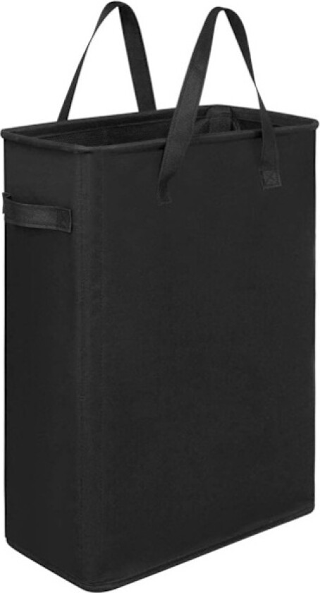 Ultratynn kleskurv med håndtak, sammenleggbar liten kleskurv, tynn skittentøyskurv, smal klespose, sammenleggbar skittentøyskurv (svart)