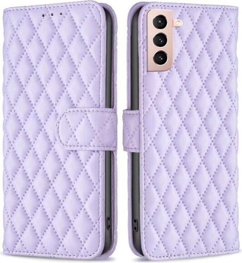 Rombemønster, matt flip-deksel for Samsung Galaxy S21 - Lilla