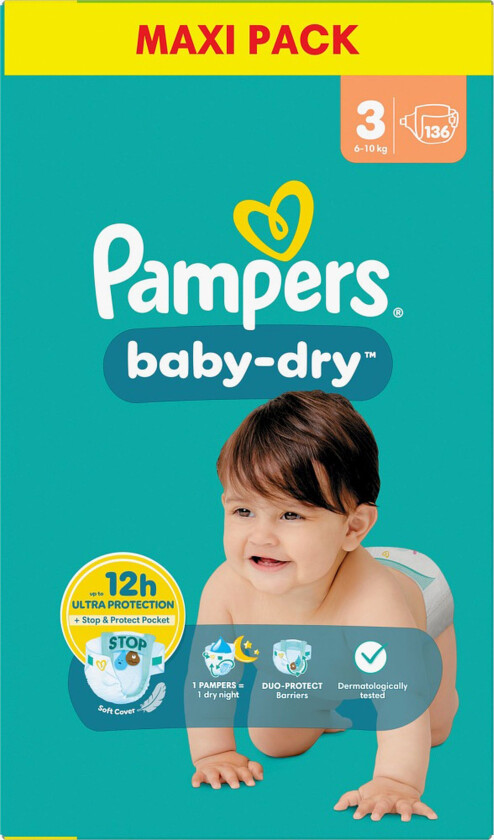 Bilde av Baby Dry Bleier Str 3 6-10 kg MB 136-Pakk - Bleier