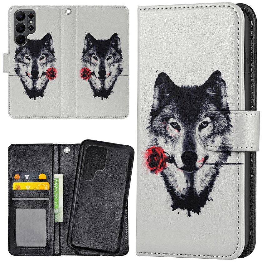 Samsung Galaxy S24 Ultra - Lommebok Deksel Ulv Rose