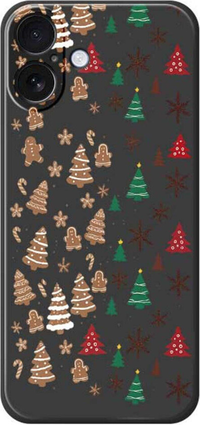 iPhone 17 Jule Deksel - Fleksibel Plast - Pepperkakemenn & Juletrær / Svart