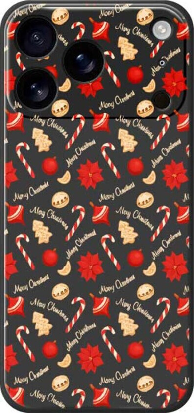iPhone 17 Pro Max Jule Deksel - Fleksibel Plast - Julegodteri / Svart
