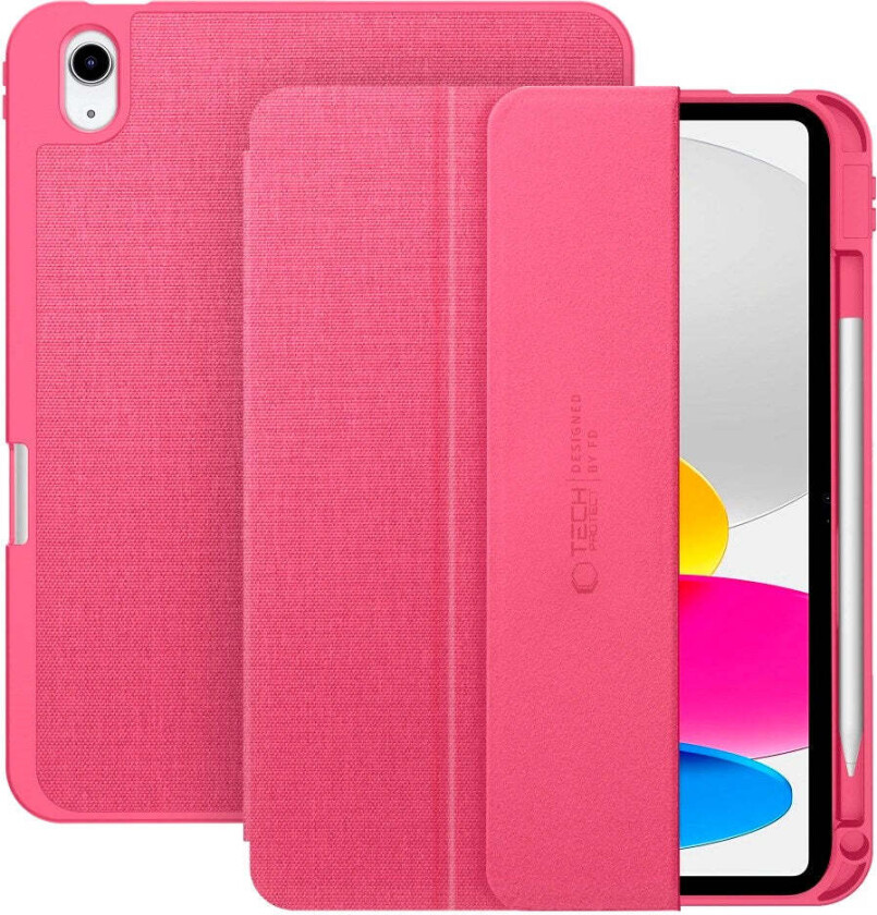 iPad 11" (2025) / 10.9" (2024 / 2022) Tech-Protect Canvas Flip Deksel m. Penn Holder - Rosa