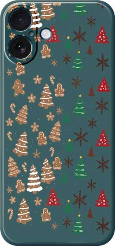 iPhone 17 Jule Deksel - Fleksibel Plast - Pepperkakemenn & Juletrær / Grønn