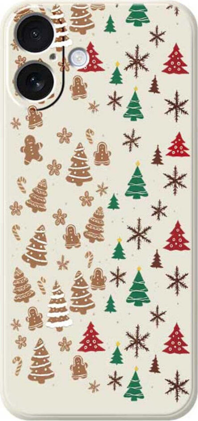 iPhone 17 Jule Deksel - Fleksibel Plast - Pepperkakemenn & Juletrær / Beige