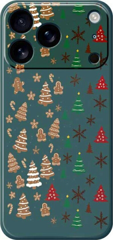 iPhone 17 Pro Max Jule Deksel - Fleksibel Plast - Pepperkakemenn & Juletrær / Grønn