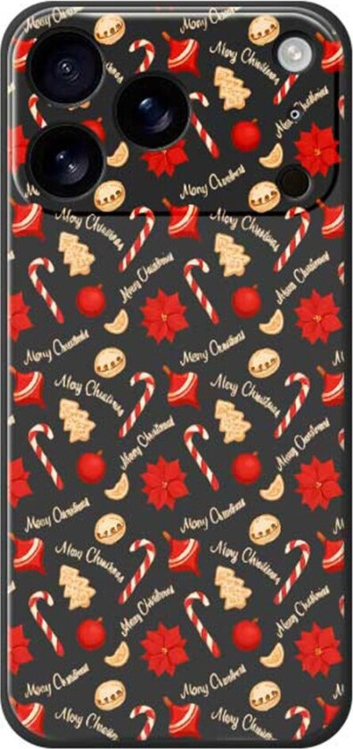 iPhone 17 Pro Jule Deksel - Fleksibel Plast - Julegodteri / Svart