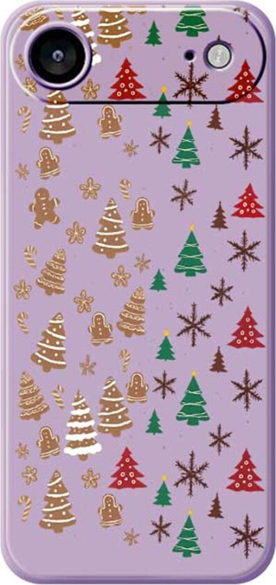 iPhone Air Jule Deksel - Fleksibel Plast - Pepperkakemenn & Juletrær / Lilla