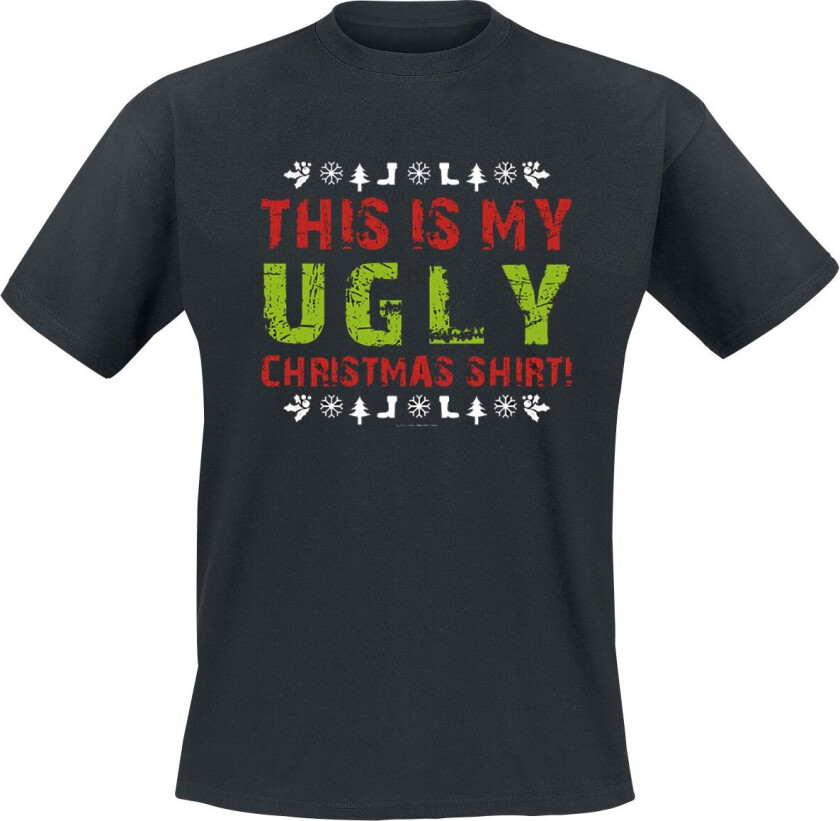 Fun T-skjorte - This Is My Ugly Christmas Shirt! - S til XXL - Herrer - svart