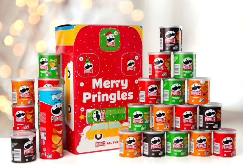 Pringles julekalendere med 4 smaker