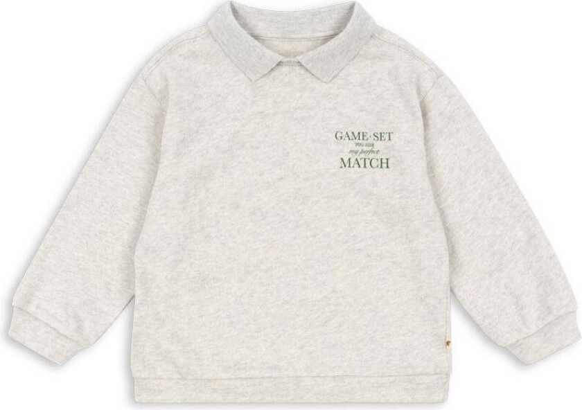 GOTS Spotty Polo Med Lange Ermer Off White Melange Off White Melange 4 Y Grå 4 år mann