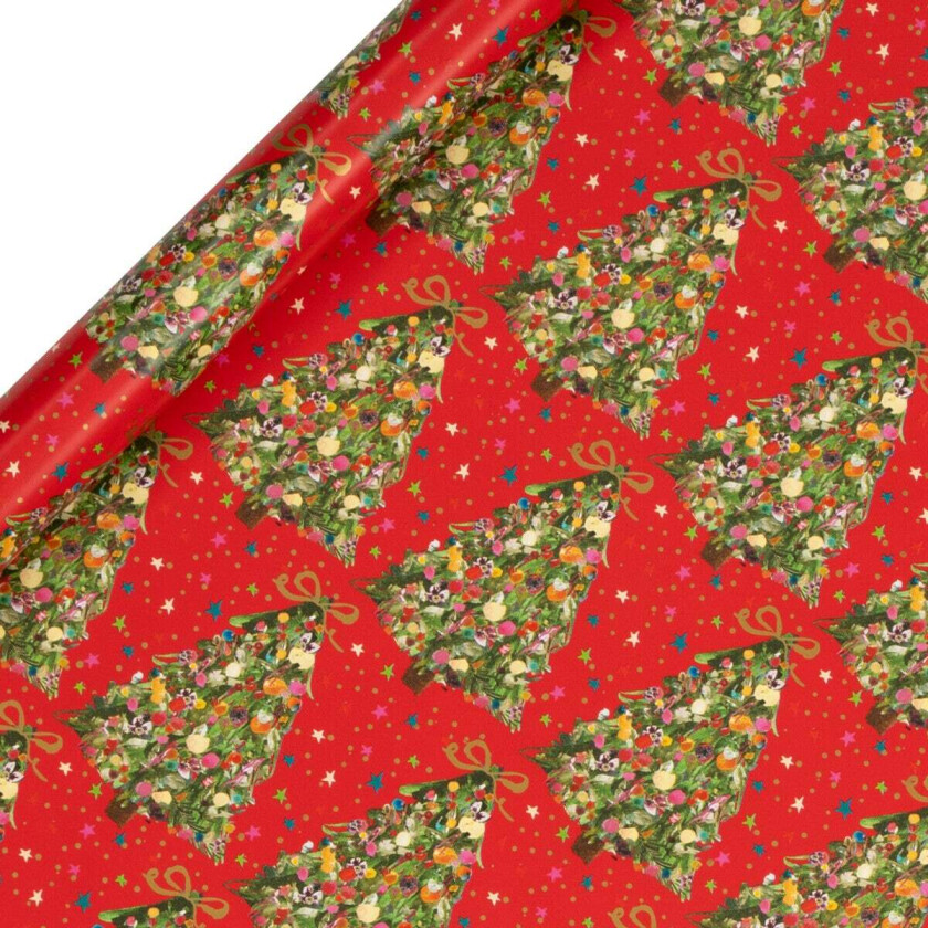 Gavepapir 4m Exquisite Evergreen Rød