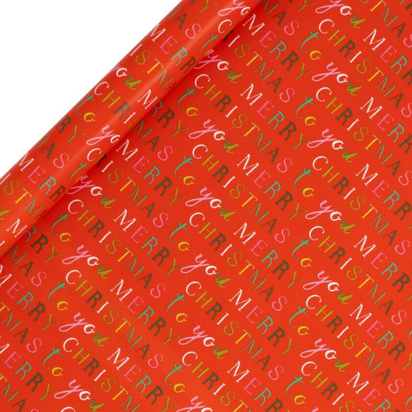 Gavepapir 4m Exquisite Merry Christmas Rød