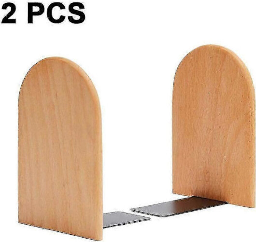 2 stk Enkle Bokstøtter i Tre, Fortykket Bokhylle, Bokstøtte, Massivt Tre For Studenter Rundt Hode / Firkantet Hode
