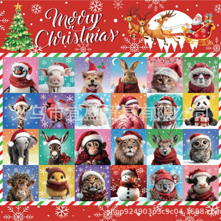 Puslespill Adventskalender 2025, 1008 Puslespillbrikker 24 Dager Julekalender Nedtelling Adventskalendere