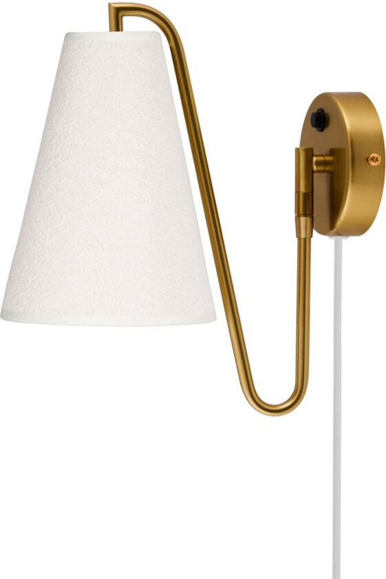 Lou vegglampe Bouclé hvit-børstet messing