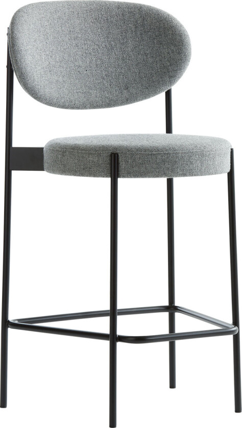 Series 430 Bar Stool, SH 65 cm, Black Frame, Harald, Col. 182 - Barstoler - Verner Panton - Grå - Metall/Tekstilmateriale