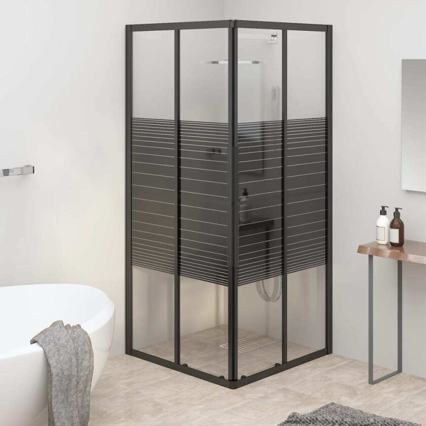 Dusjkabinett striper ESG 70x70x180 cm svart