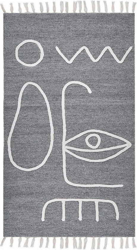Flatvevd Yavu - Grå, hvit, 80x150 cm