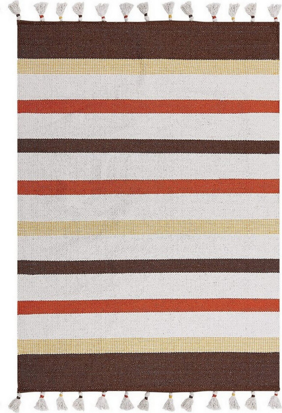 Flatvevd Hisarli - Brun, gul, oransje, beige, 160x230 cm