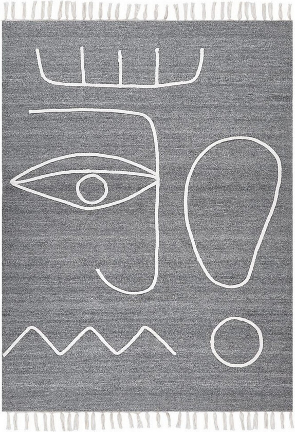 Flatvevd Yavu - Grå, hvit, 140x200 cm
