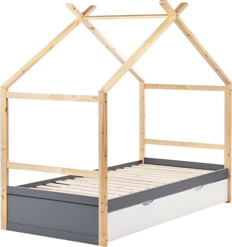 Barneseng Orgeval - Grå, lyst treverk, hvit